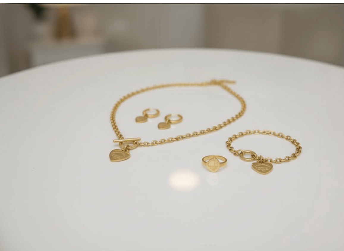 Heart Tag Chain Jewelry Set - Zambeel