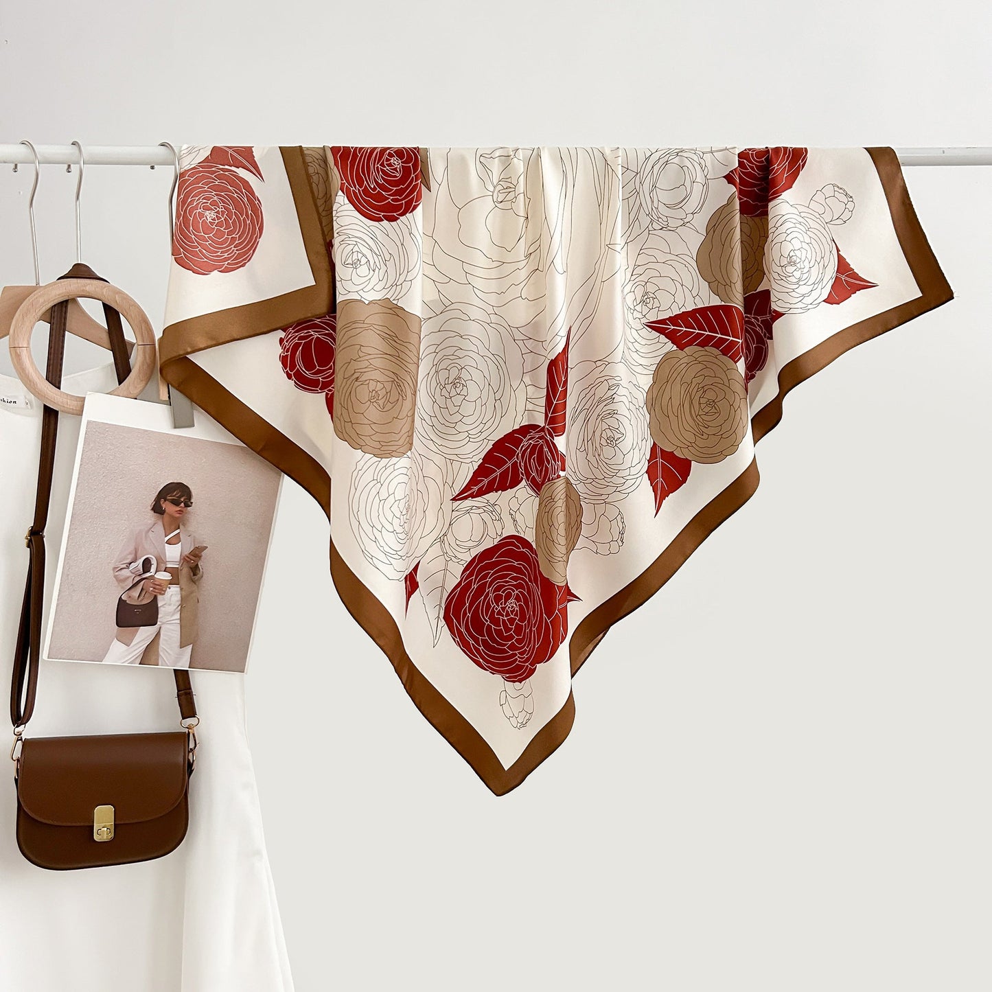 High - profile High - grade Korean Color Matching Floral Printed Scarf - Zambeel