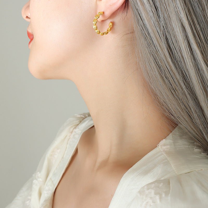 Hong Kong Style Ins Trendy Fashion Commuter Copper Shell C - Shaped Earrings Ear Rings - Zambeel