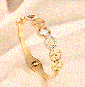 سوار نسائي من الفولاذ المقاوم للصدأ مرصع بالزركون