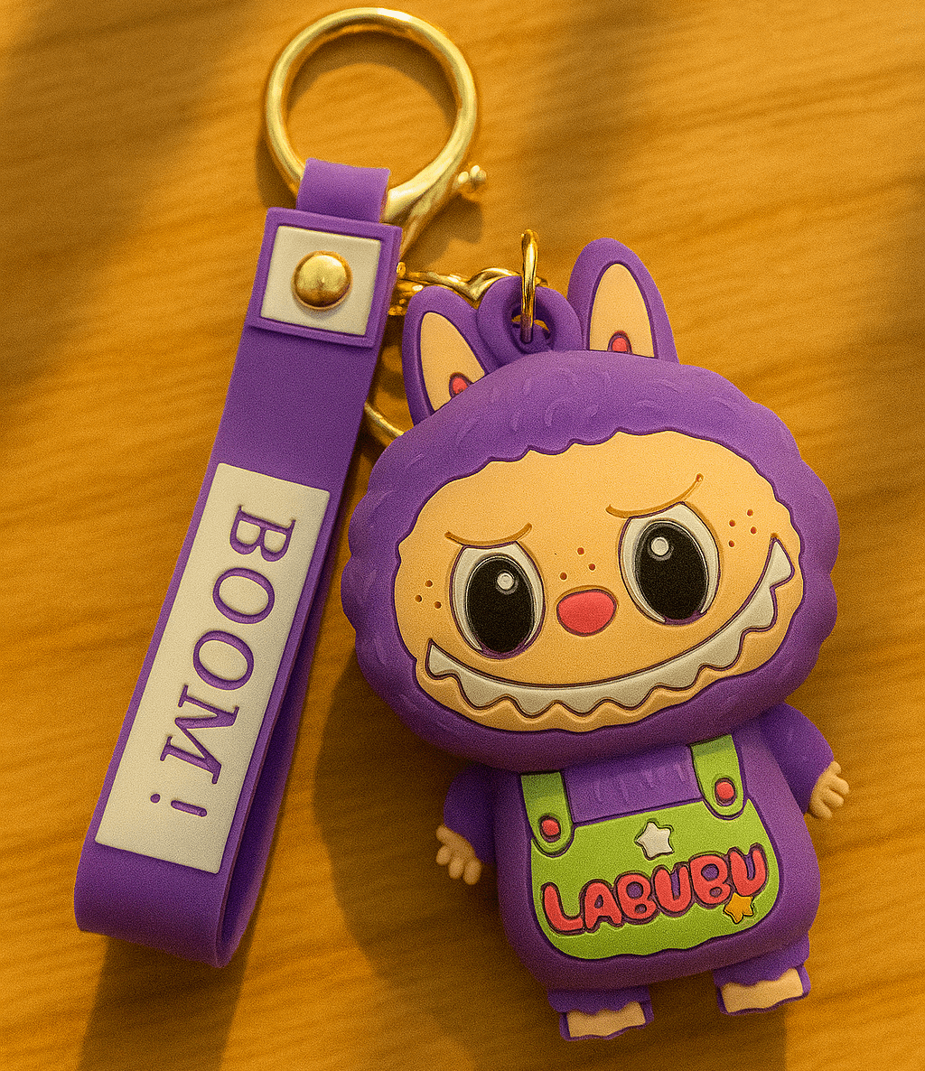 Labubu - Flocked Bunny Wrist‑Strap Keychain - Zambeel