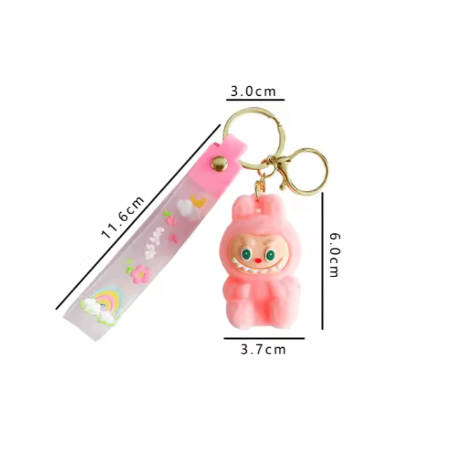 Labubu - Wish & Fuzz Rainbow Wrist‑Strap Keychain - Zambeel