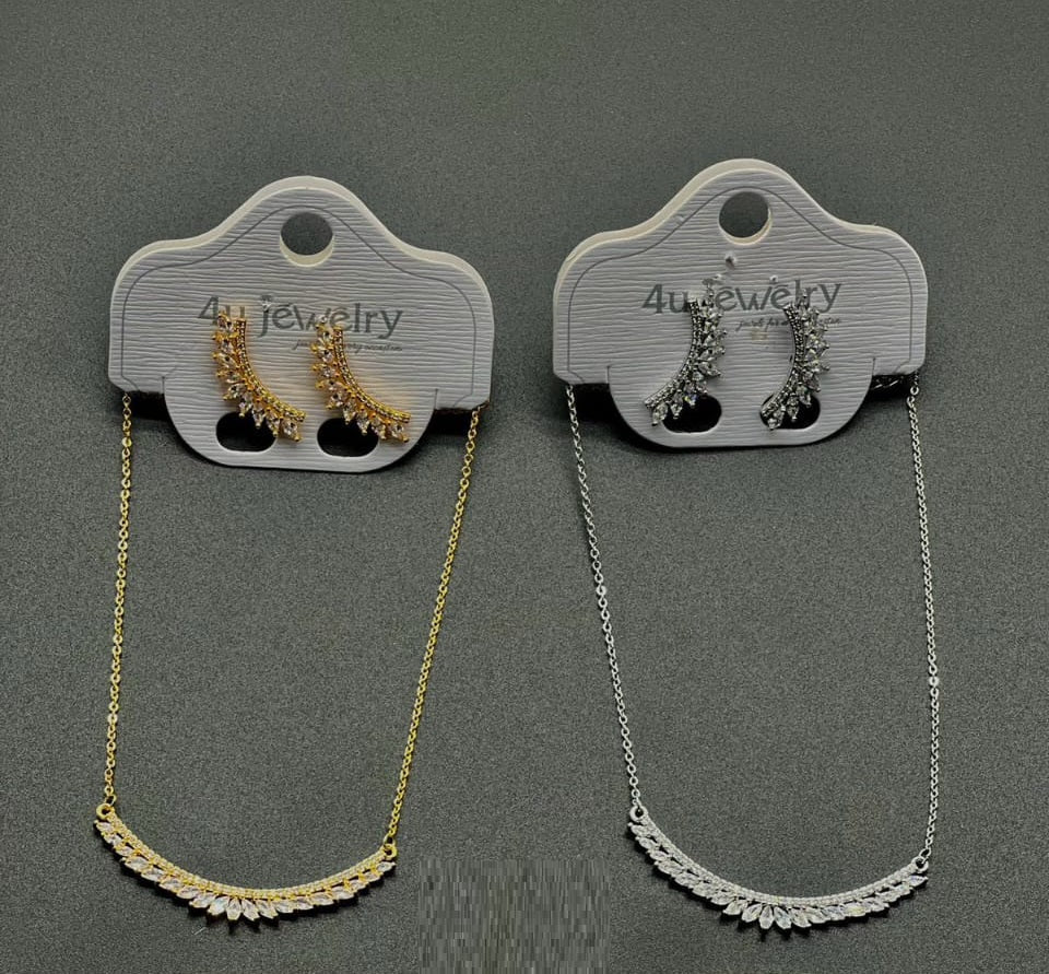 Leaf Bar Necklace Set - Zambeel