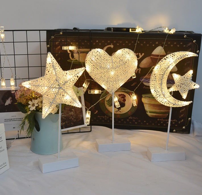 LED Lights Flashing Lights Lights Stars Romantic Room Layout Decoration Love Stars Lamp Table Lamp Rattan Lamp Ball - Zambeel