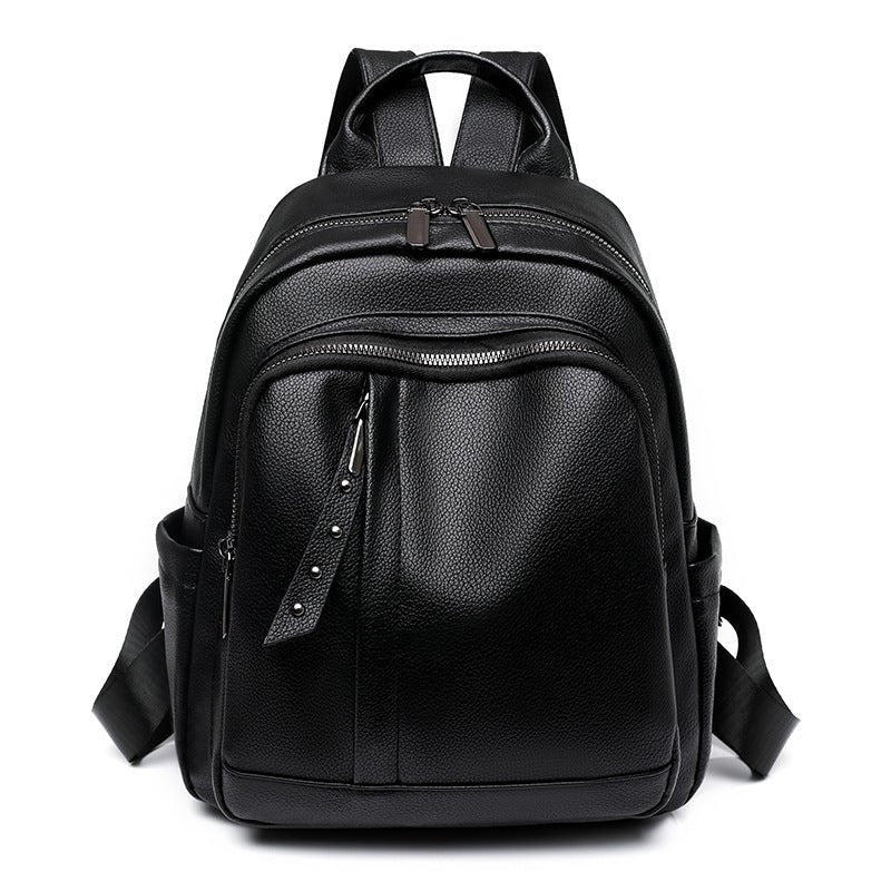 Light Luxury High - grade Backpack Women's Backpack PU Soft Leather Fashion Simple Waterproof Large Capacity Travel Bag - Zambeel