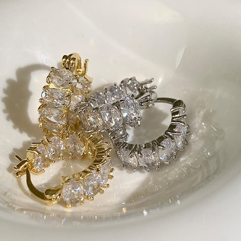 Light Luxury High - grade Full Diamond Zirconium Ear Ring Niche Design - Zambeel