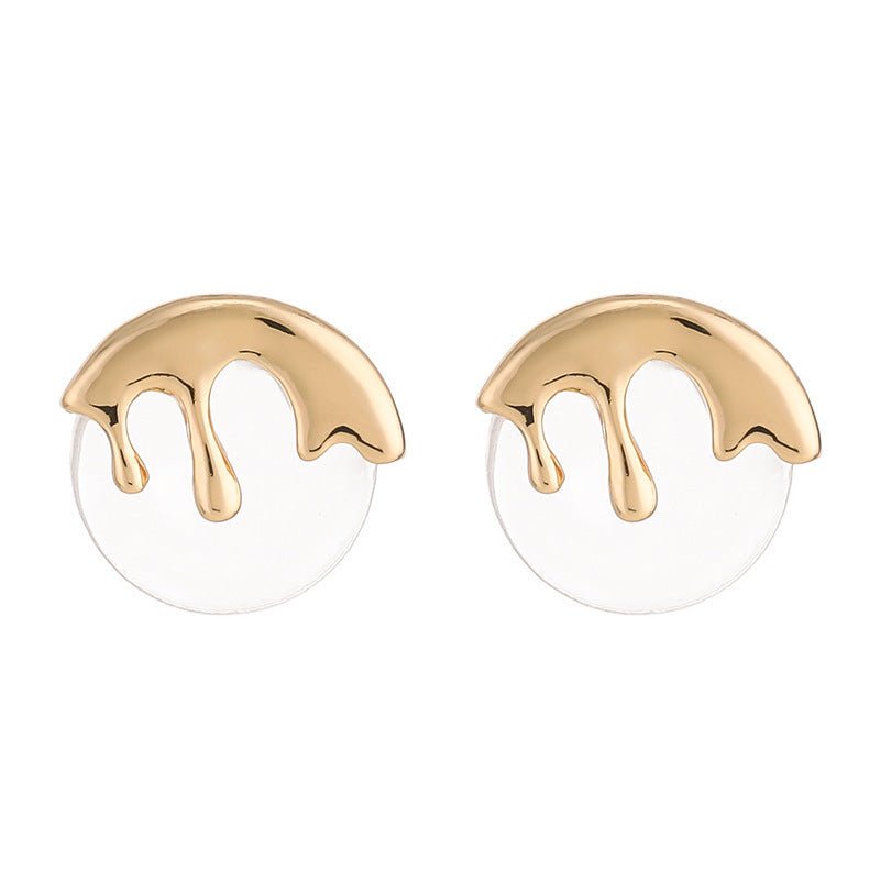 Liquid Metal Resin Stud Earrings Female Irregular - Zambeel
