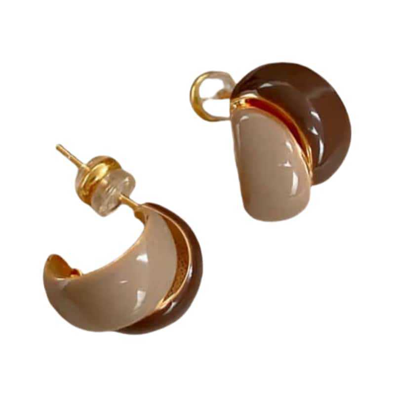 Maillard Contrast Color Drip Glazed Earrings Women's Simple All - match - Zambeel
