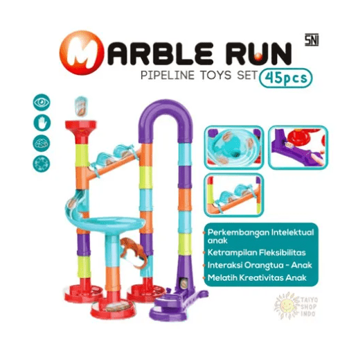 Marble Run Pipeline Toys Set (45pc) - Zambeel