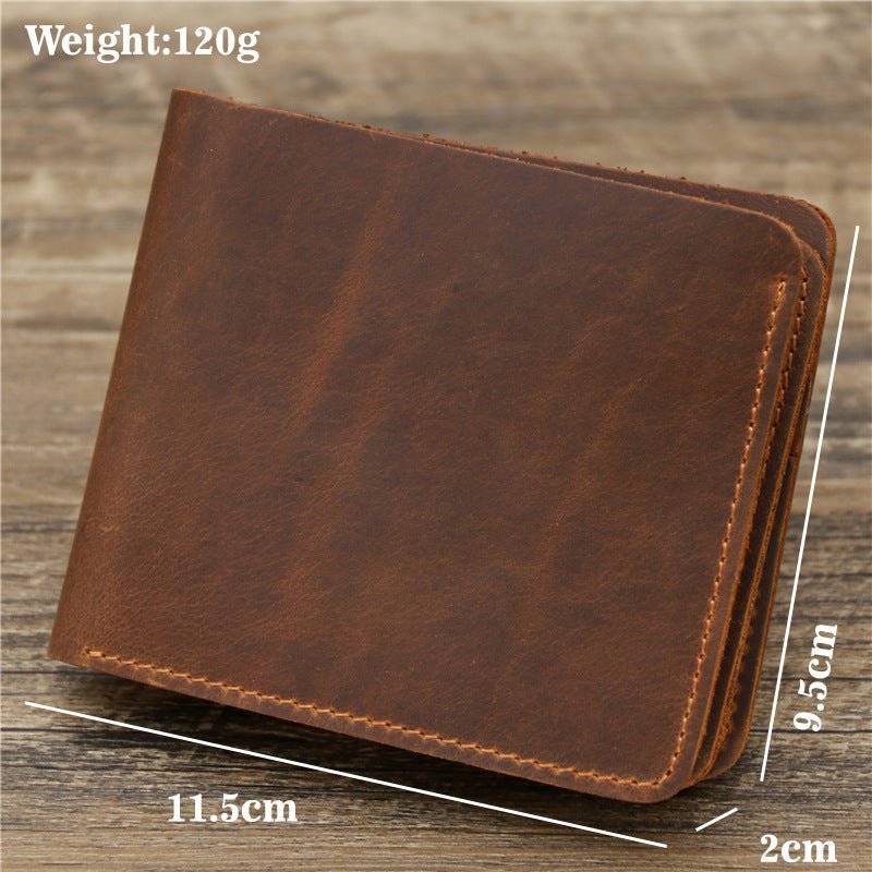 Men Crazy Horse Leather Money Card Bag Leather Wallet - Zambeel