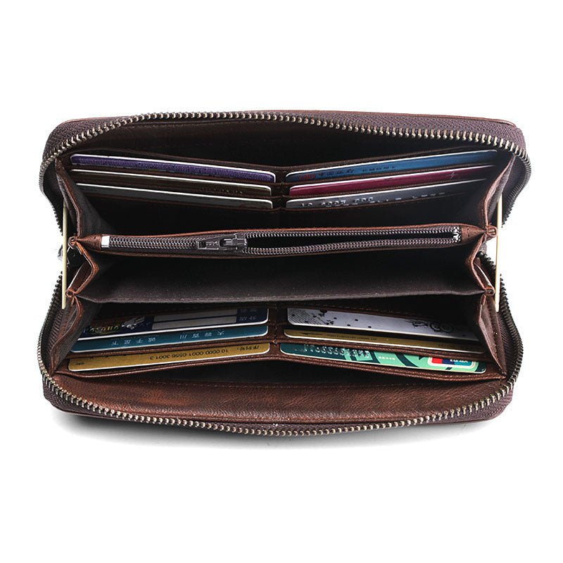 Men's Handmade Sheepskin Retro Long Wallet - Zambeel