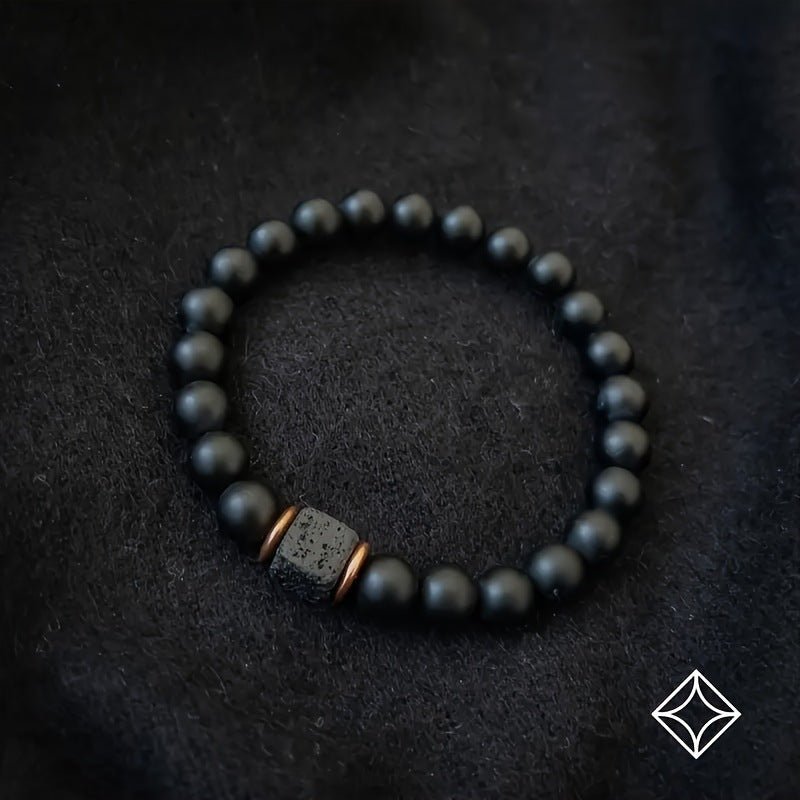 Men's Volcanic Stone Bracelet Square Black Agate - Zambeel