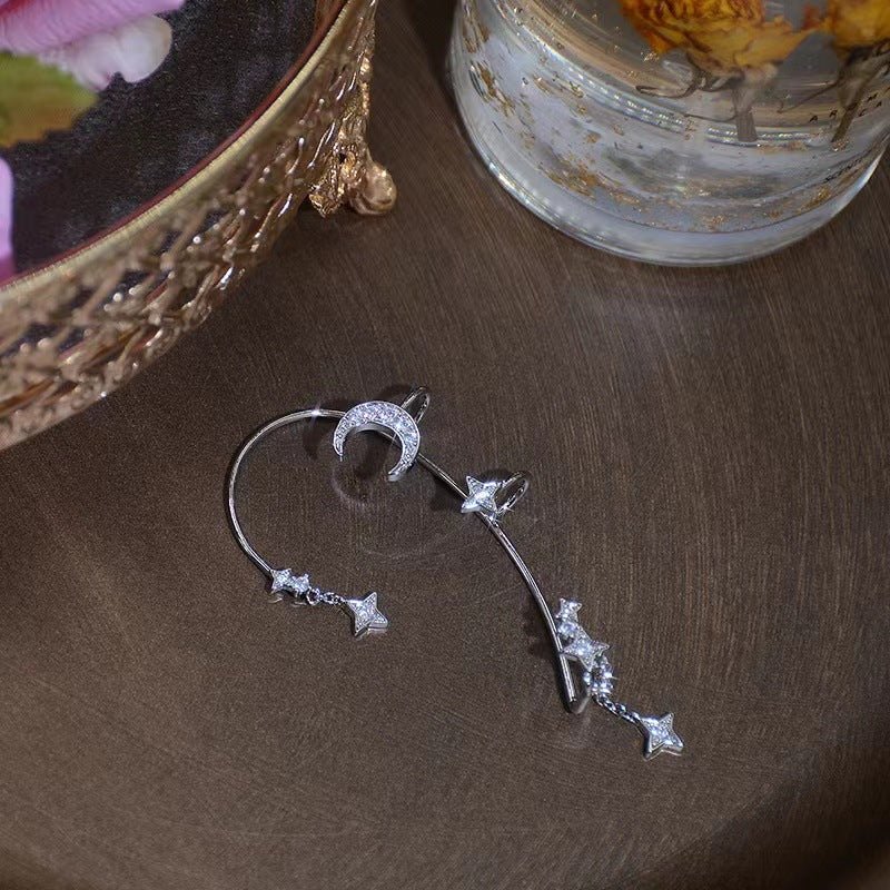 Moon Splash Star River Design Super Fairy Star Moon Ear Clip Ear Hanging Japanese And Korean Girl No Pierced Cold Wind Ear Rings - Zambeel
