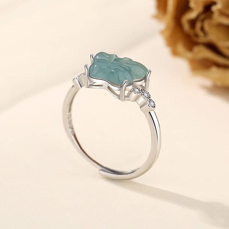 Natural Blue Water Jade Butterfly Ring For Women - Zambeel