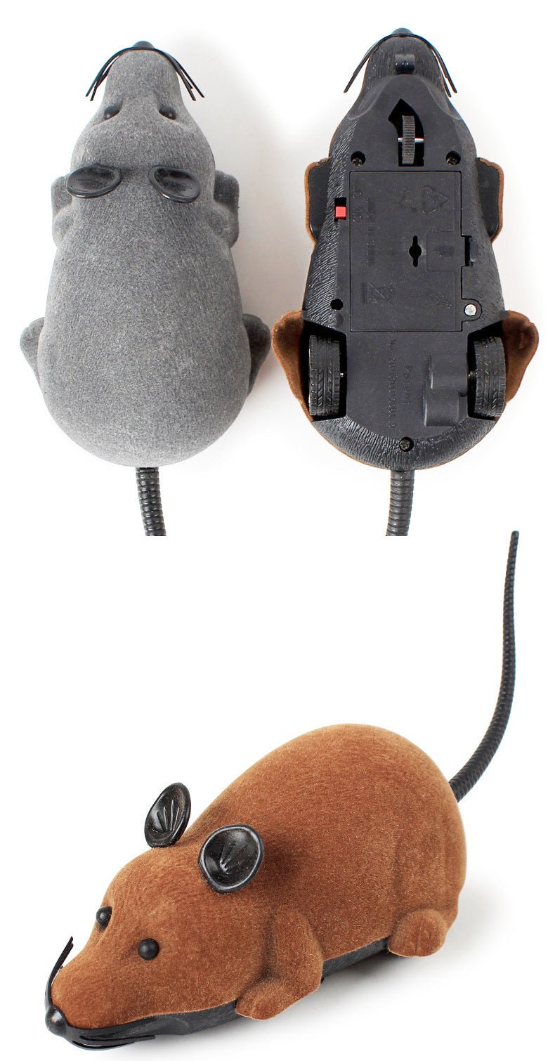 New Flocking Electric Remote Control Simulation Funny Cat Mouse Color Box Packaging Cat Toy Pet Supplies Self - Contained Battery - Zambeel