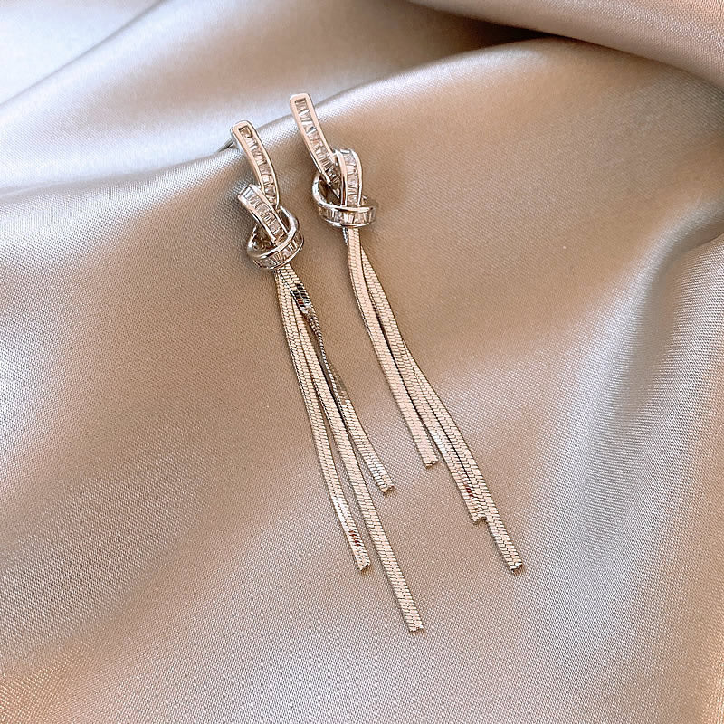 Niche Long Fringe Earrings Female Knot - Zambeel
