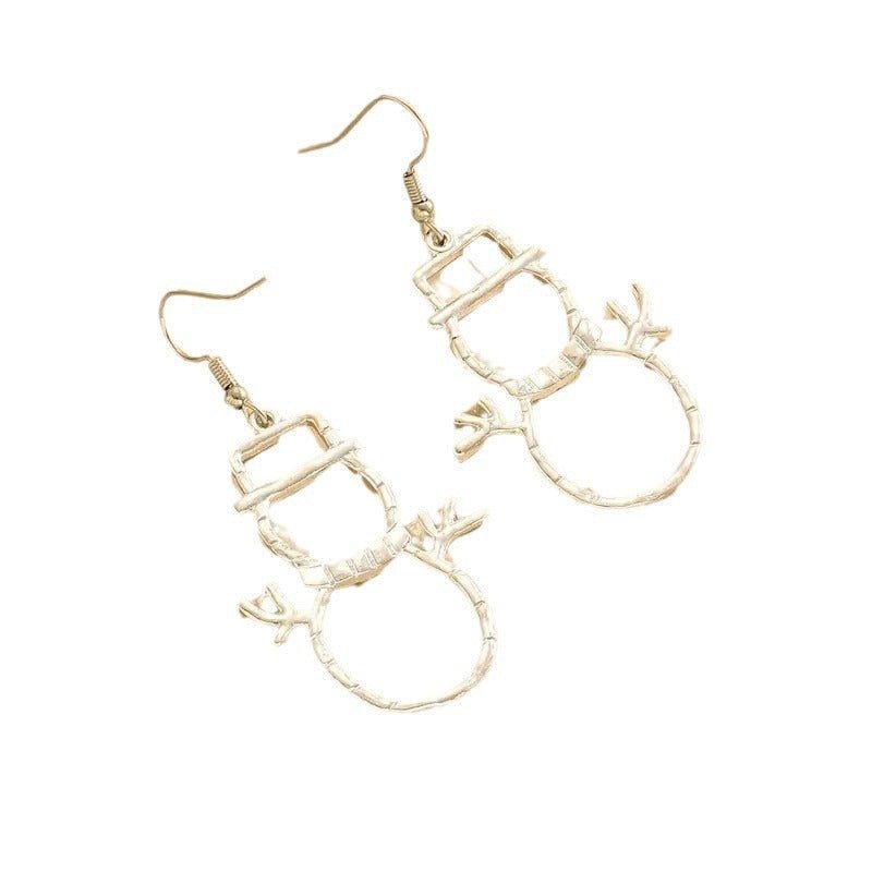 Personalized Snowman Earrings And Pendant Fashion Simple Christmas Hollow Necklace For Women Jewelry - Zambeel