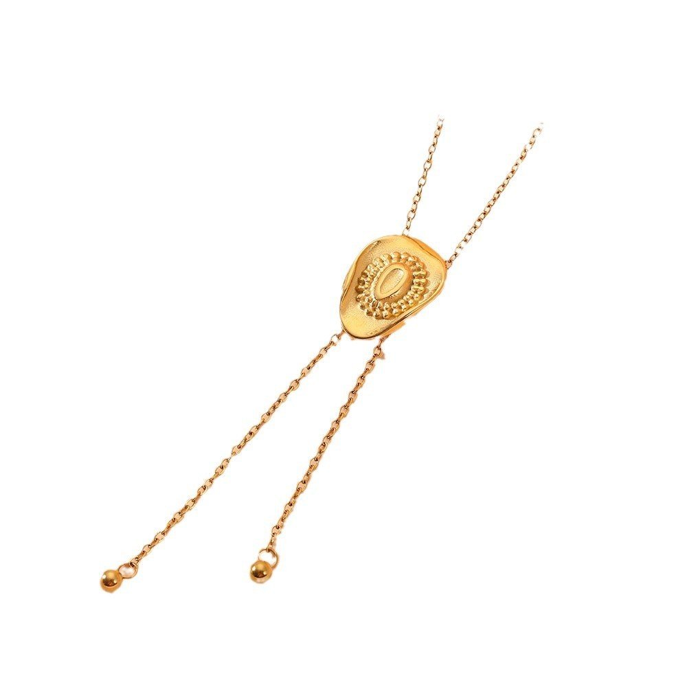 Pull Sweater Chain Titanium Steel Hat Steel Ball Tassel Pull Necklace Ornament - Zambeel