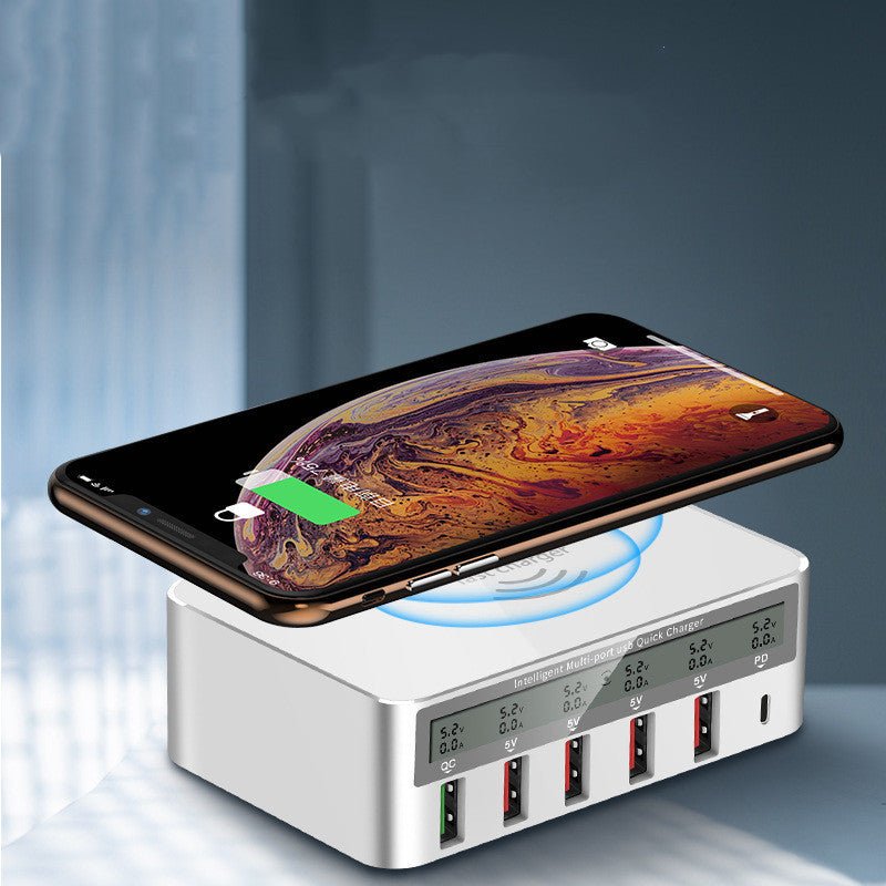 QC30 Fast Charge 6USB Charger Led Adapter Desktop 50W Smart 6 - port Typec Charger - Zambeel