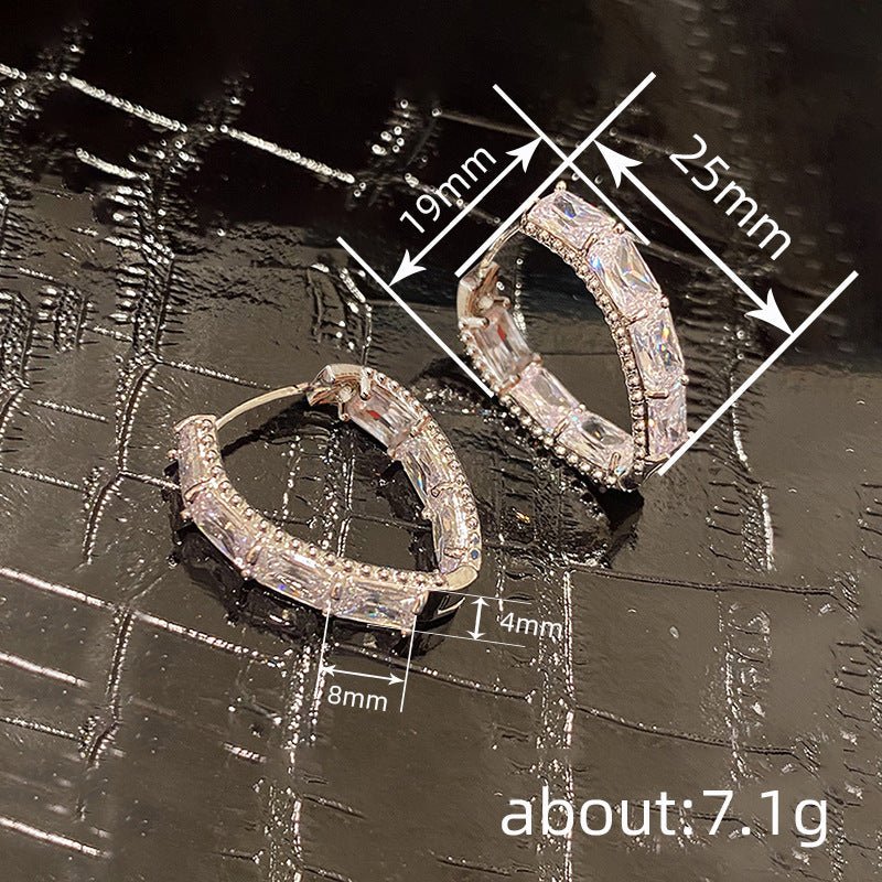 Ring Ear Ring Female Inlaid Zircon Geometry - Zambeel