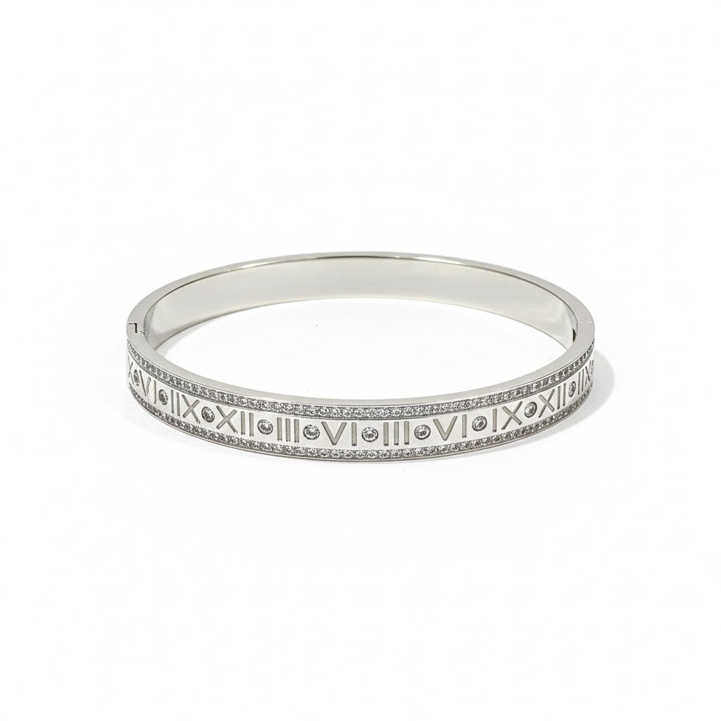 Roman Elegance Silver Bangle - Zambeel