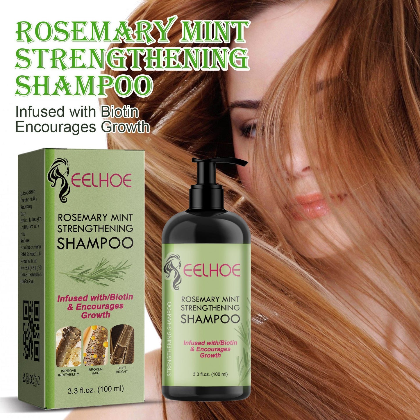 Rosemary Mint Shampoo Moisturizing Supple Hair Repair Dry Frizz Refreshing Shampoo Hair Care - Zambeel