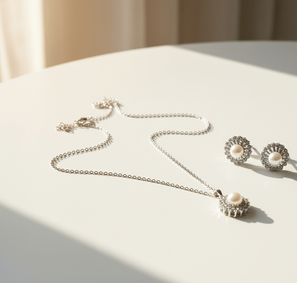 Royal Pearl Crown Jewelry Set - Zambeel