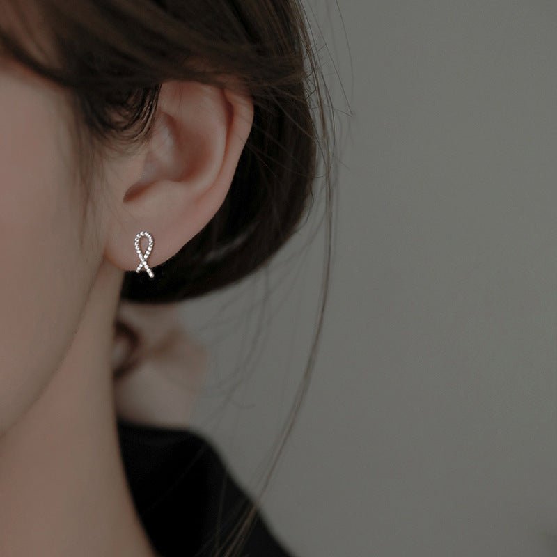 S925 Sterling Silver Cross Stud Earrings For Women New Korean Style Simple - Zambeel