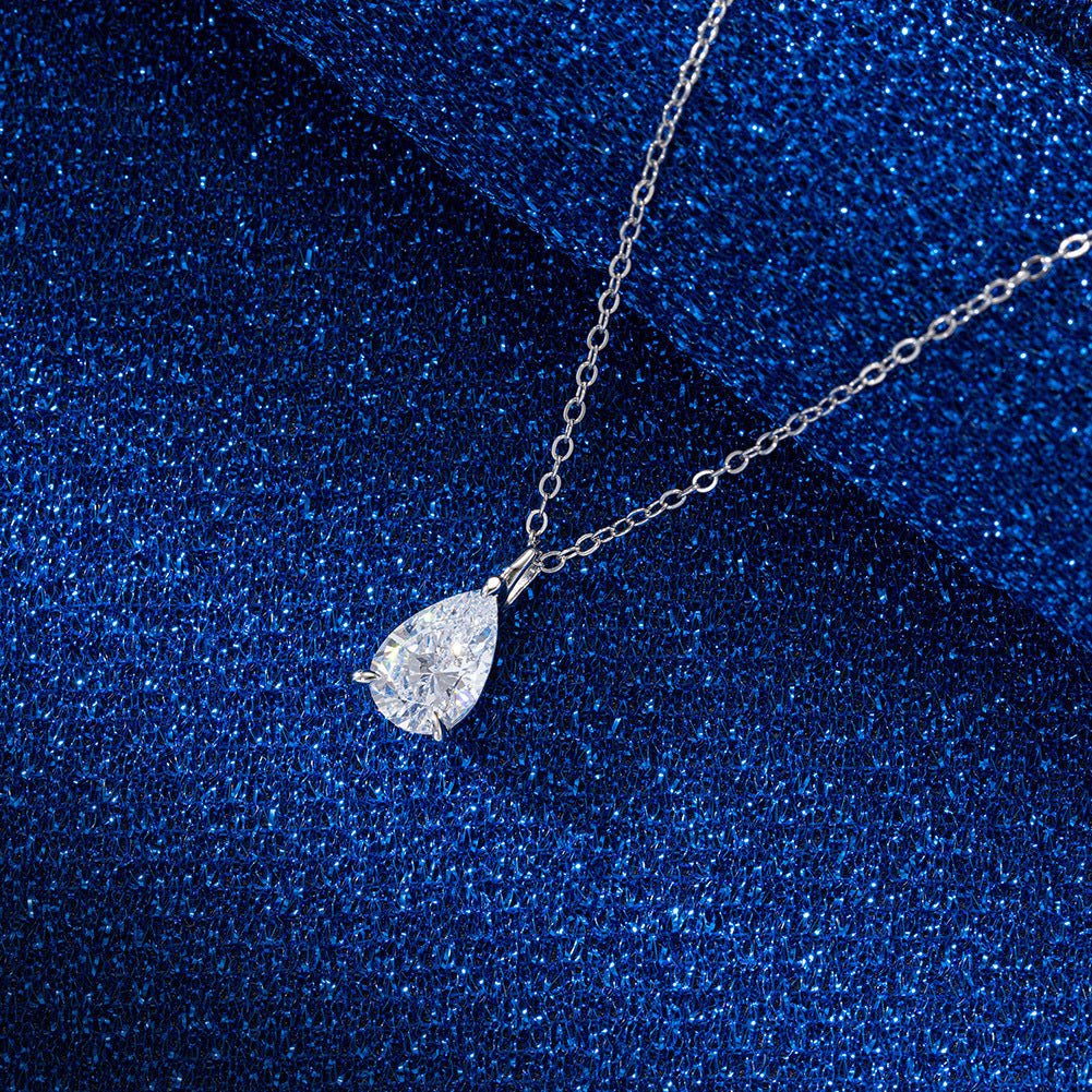 S925 Sterling Silver Drop - shaped Zircon Necklace - Zambeel