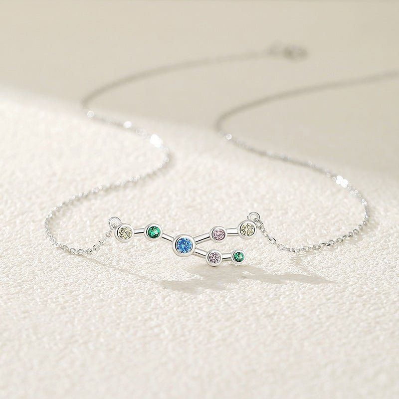 S925 Sterling Silver Twelve Constellation Zircon Necklace For Women - Zambeel