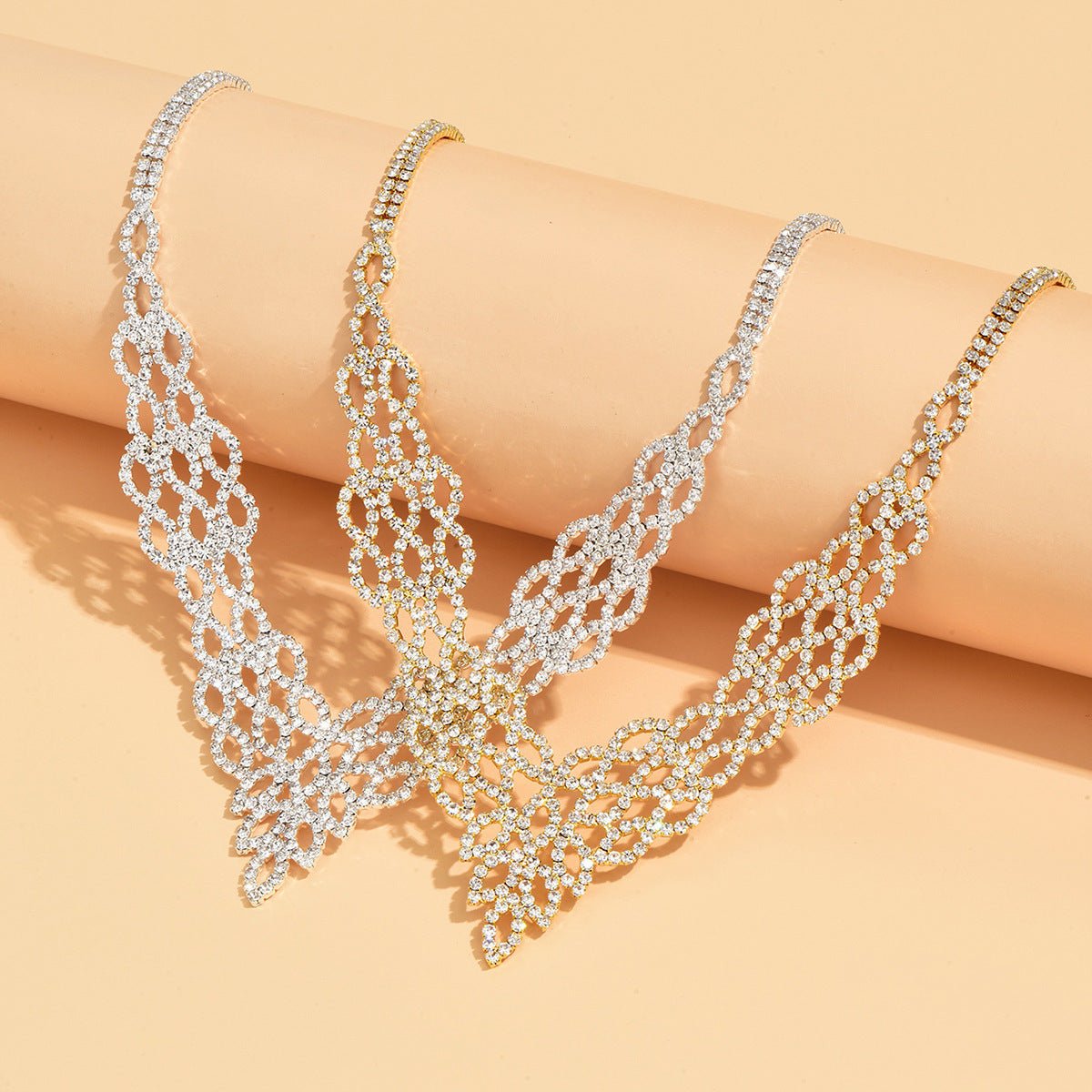 Silver Crystal Stone Gold And Silver Color Necklace Suit - Zambeel