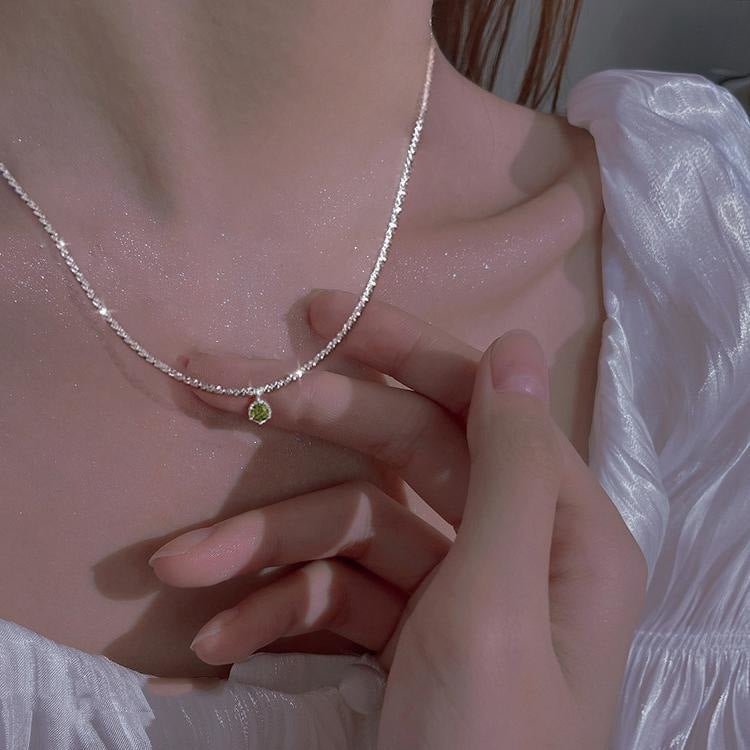 Silver Plated Sparkling Necklace For Women Lvzuan Light Luxury Minority Design - Zambeel