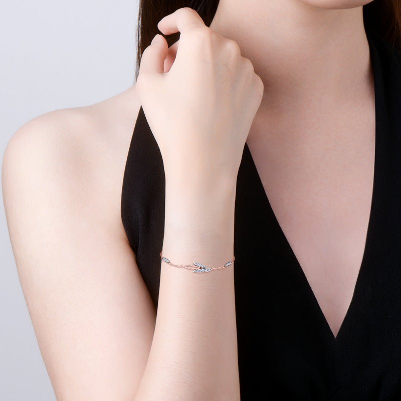 Simple All - match Leaf Diamond Bracelet - Zambeel