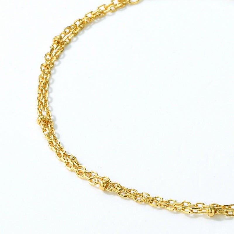 Simple Double - layer 925 Silver Plating 10K Yellow Bracelet For Women - Zambeel