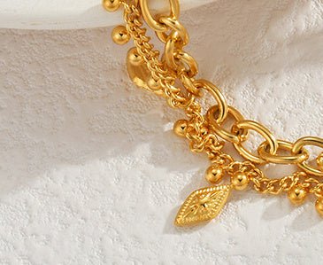 Simple Stainless Steel Eight Awn Star Double - layer Bracelet - Zambeel