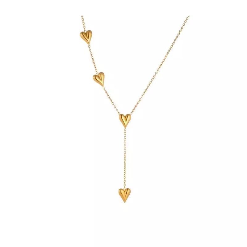 Simple Tassel Peach Heart Necklace Titanium Steel Necklace - Zambeel