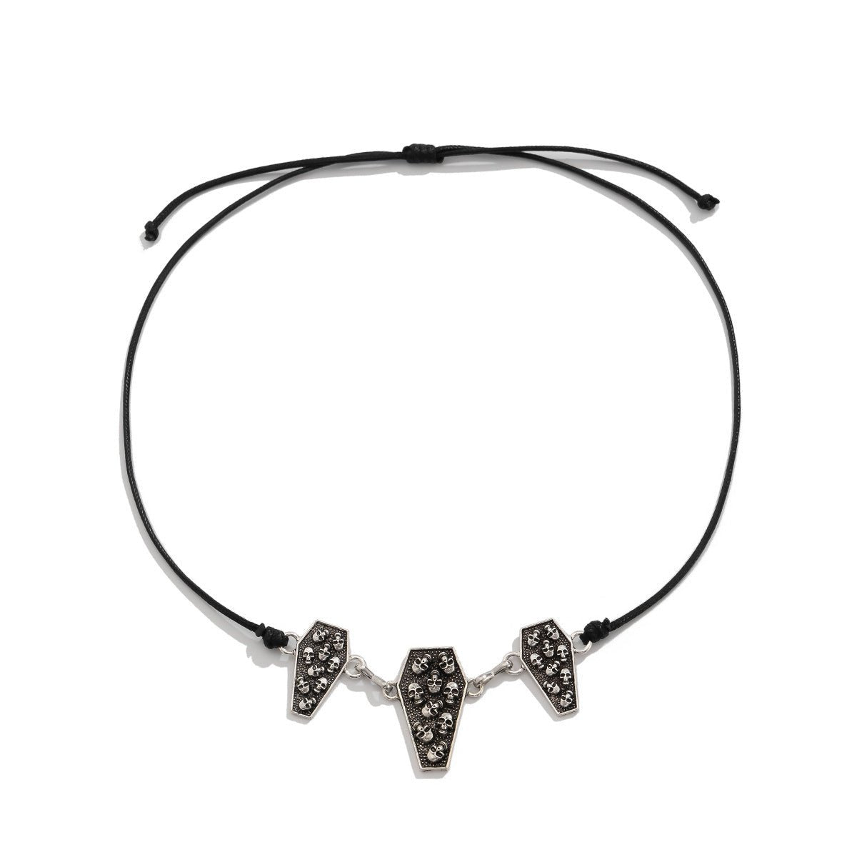 Skull Coffin Leather Wax Line Necklace Hip Hop - Zambeel