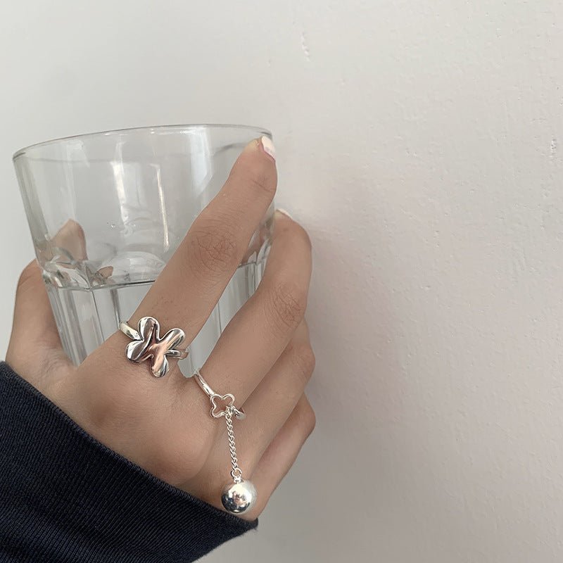 Small Balls Fringe Tape Pendant Open Ring - Zambeel