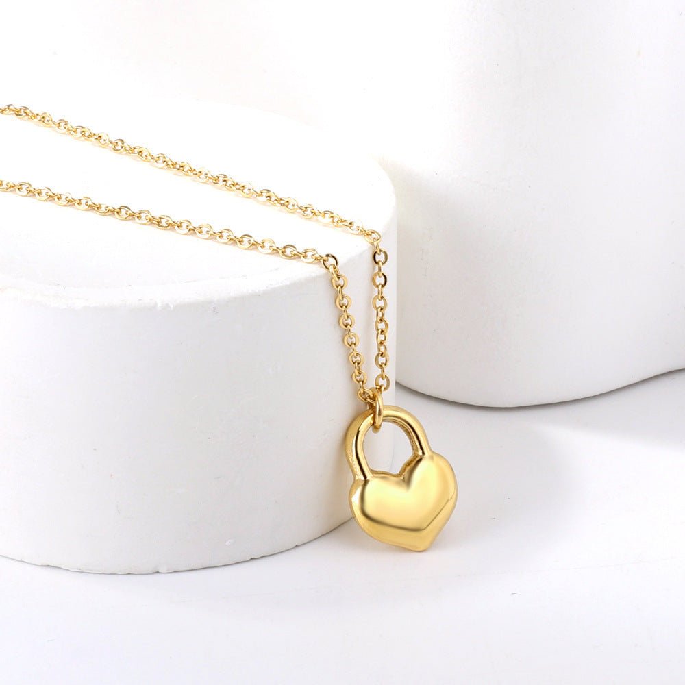 Stainless Steel Necklace Fashionable Golden Love Heart - Zambeel