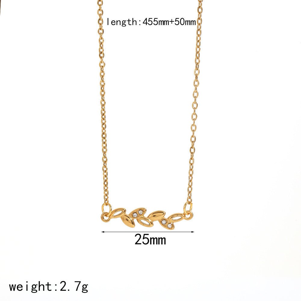 Stainless Steel Necklace Women's 18K Gold Diamond - embedded Non - fading - Zambeel