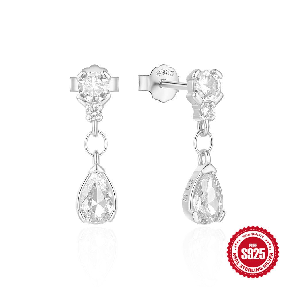Temperament Entry Lux Diamond Water Drop Ear Studs - Zambeel