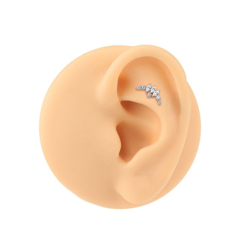 Titanium Alloy Internal Teeth Inlaid Zircon Labret Piercing Jewelry Ear Studs Lip Ring - Zambeel