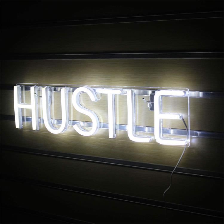 Transparent Back Panel HUSTLE USB Powered Neon Lights - Zambeel