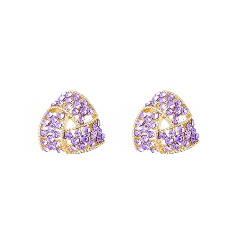 Trendy Purple Full Diamond Triangle Fashion Earrings For Women - Zambeel