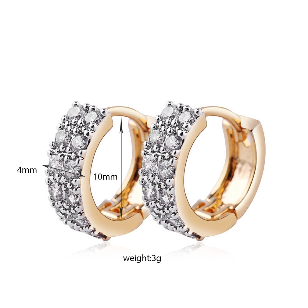 Two - color Plating Fine Zircon - embedded Earrings Women - Zambeel