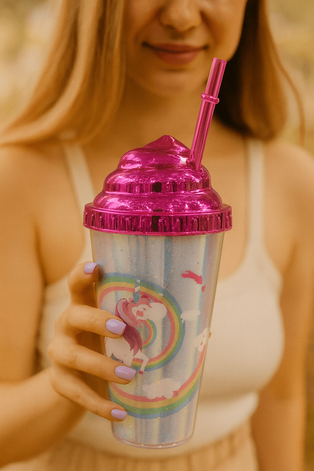 Unicorn Rainbow Cup with Straw - Zambeel