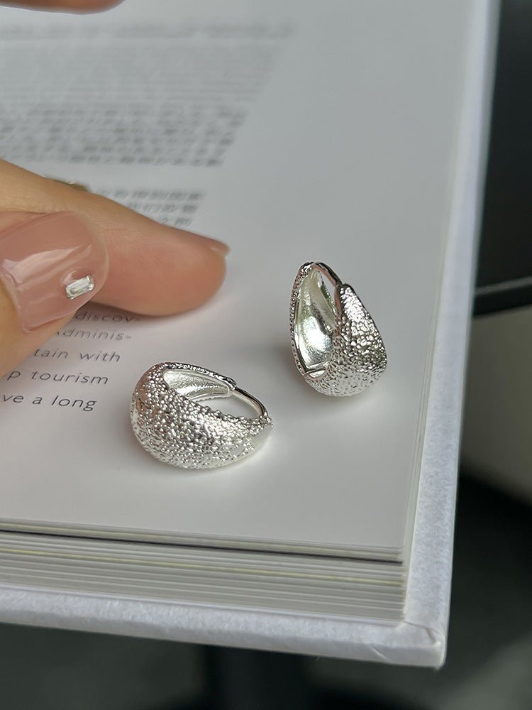 Velvet Silver White Water Drop Thin And Glittering Frosted Ear Clip - Zambeel