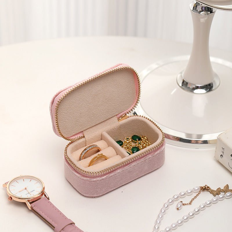Velvet Travel Jewelry Storage Box Portable Ring Ear Stud Box - Zambeel