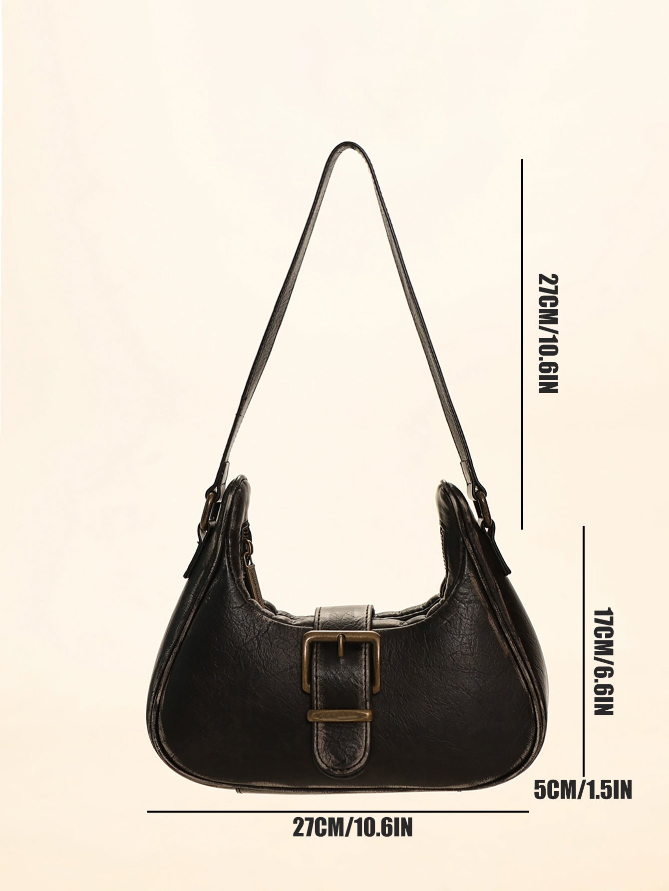 Vintage Vegetable Tanned Brushed Distressed Leather Pin Buckle Shoulder Bag - Zambeel