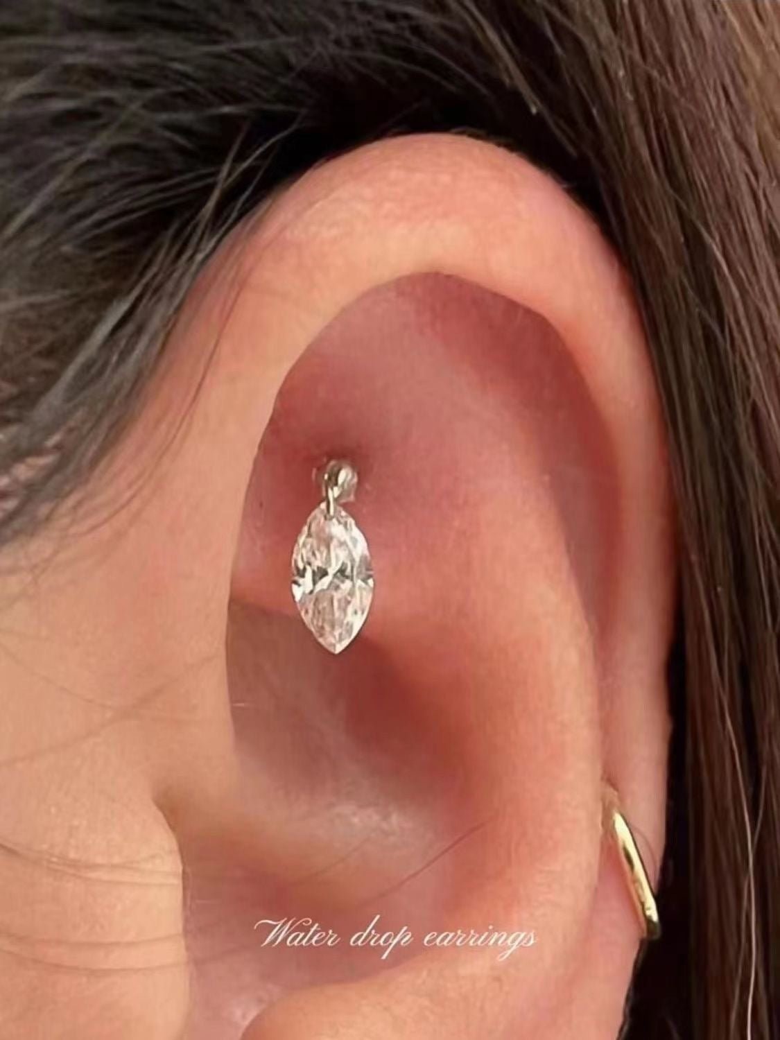 Water Drop Zircon Ear Studs High - Grade Silver Plated - Zambeel